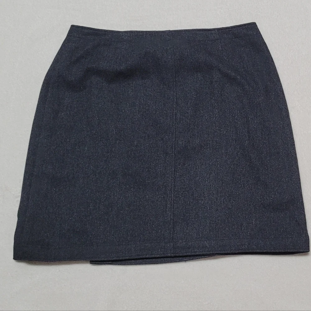 90s Vintage GAP Charcoal Gray Wool Blend Micro Mini Wrap Skirt 6 - Picture 5 of 10